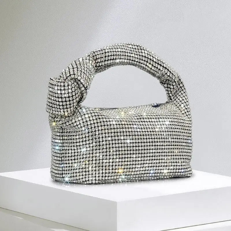Mini Sac de Soirée Strass à Nœud – Pochette Baguette Femme