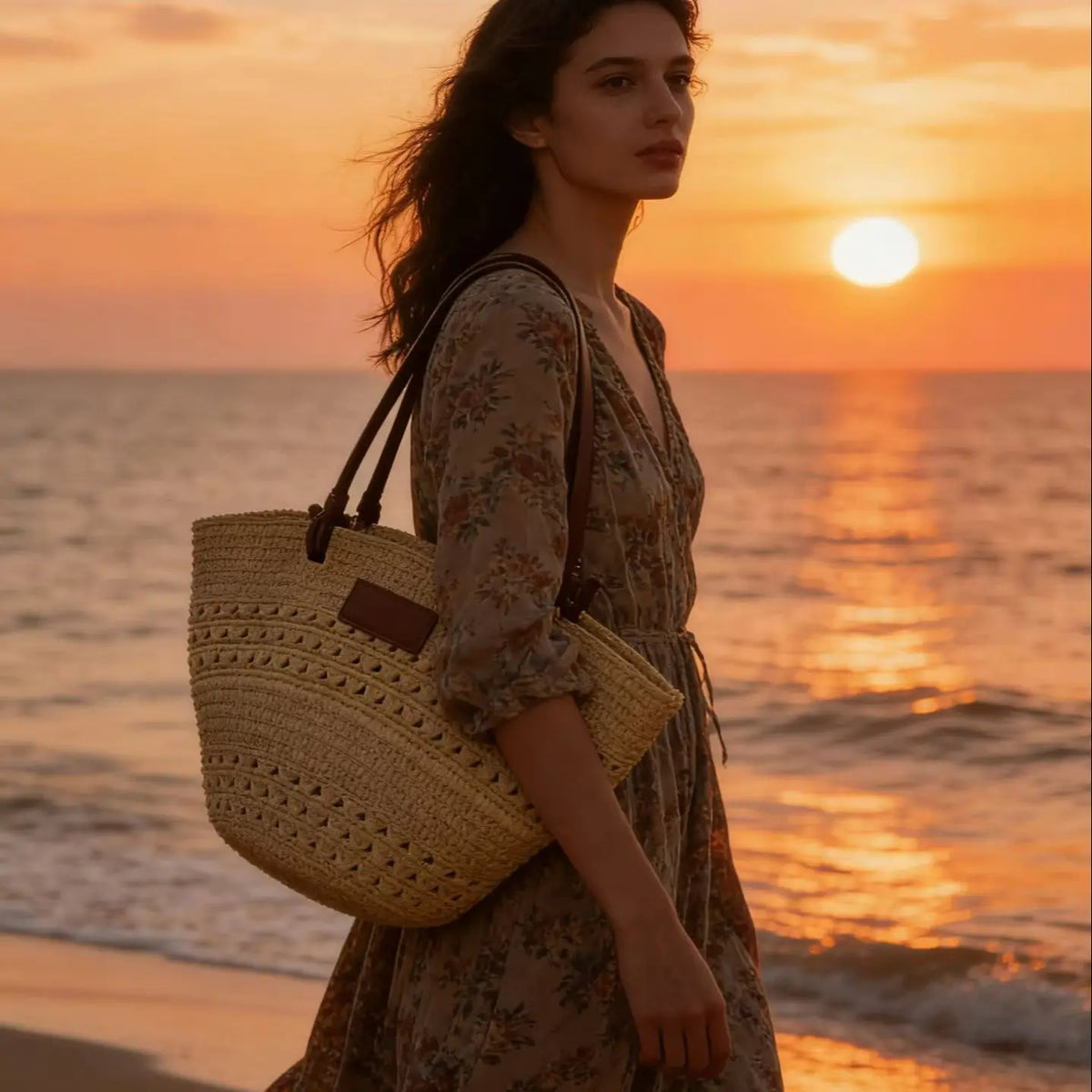Sac Cabas Paille & Cuir – Grande Capacité Bohème Chic | Sélène & Co