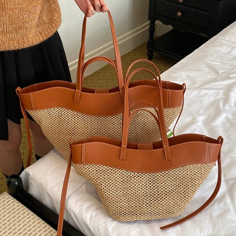 Tote Bag en Raphia Tressé – Grande Capacité & Style Balnéaire | Sélène & Co