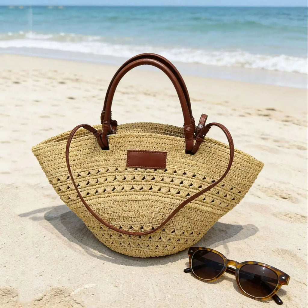 Sac Cabas Paille & Cuir – Grande Capacité Bohème Chic | Sélène & Co