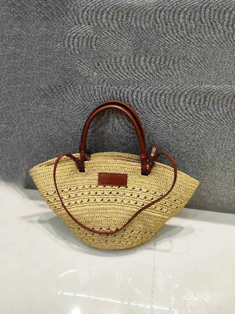 Sac Cabas Paille & Cuir – Grande Capacité Bohème Chic | Sélène & Co