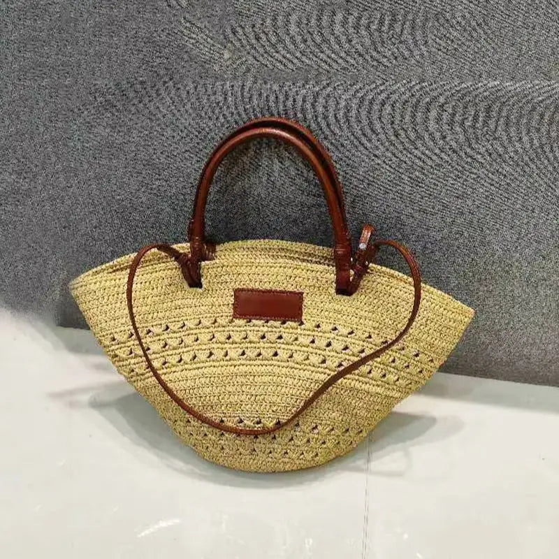Sac Cabas Paille & Cuir – Grande Capacité Bohème Chic | Sélène & Co