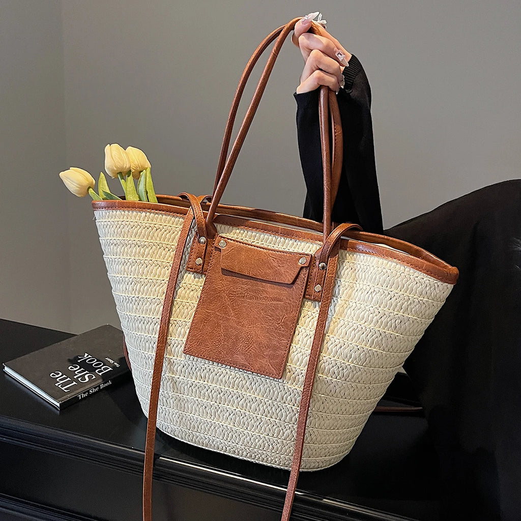 Grand Sac de Plage en Paille – Élégance Estivale | Sélène & Co