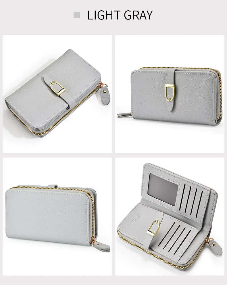 Portefeuille Long Zippé en Cuir Synthétique – Multipoches | Sélène & Co