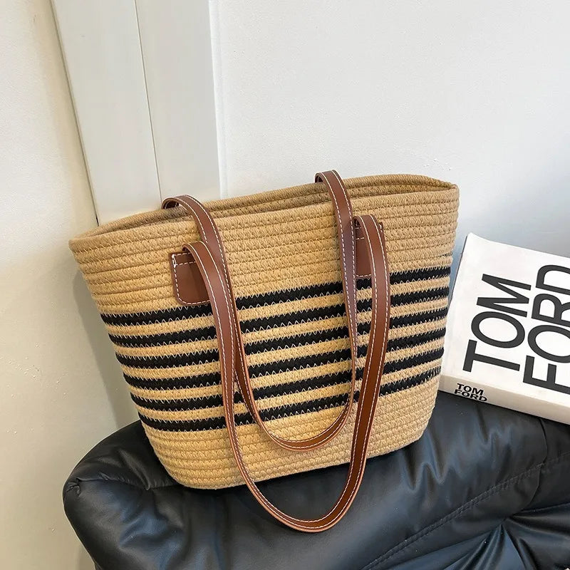 Sac Cabas Rayé Été – Élégance & Praticité | Sélène & Co