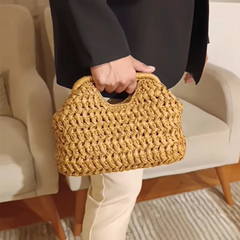 Sac Pochette 2-en-1 en Paille Tressée – Esprit Balnéaire | Sélène & Co