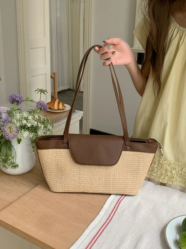 Sac Bandoulière en Paille & PU – Esprit Vacances | Sélène & Co