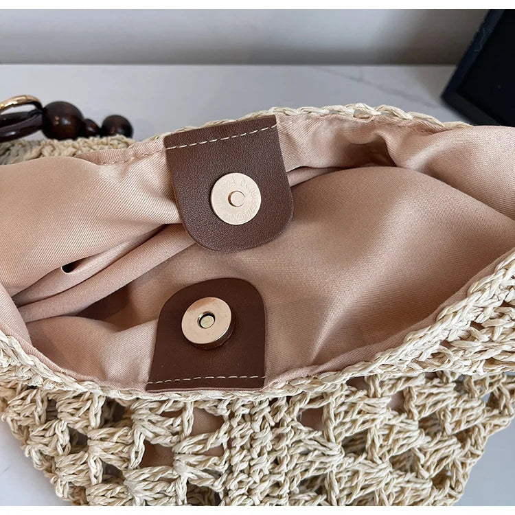 Sac Tote en Paille Ajourée – Esprit Vacances | Sélène & Co