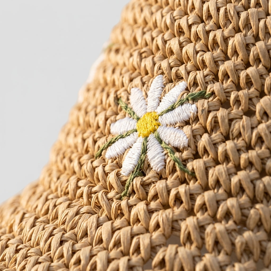 Woven bucket hat — Texture and Embroidery Detail | Generated by Modelize